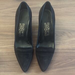 Salvatore Ferragamo Black Suede Heels